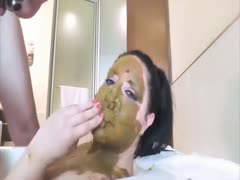 Scat lover foreigner inserting shit on lady's mouth
